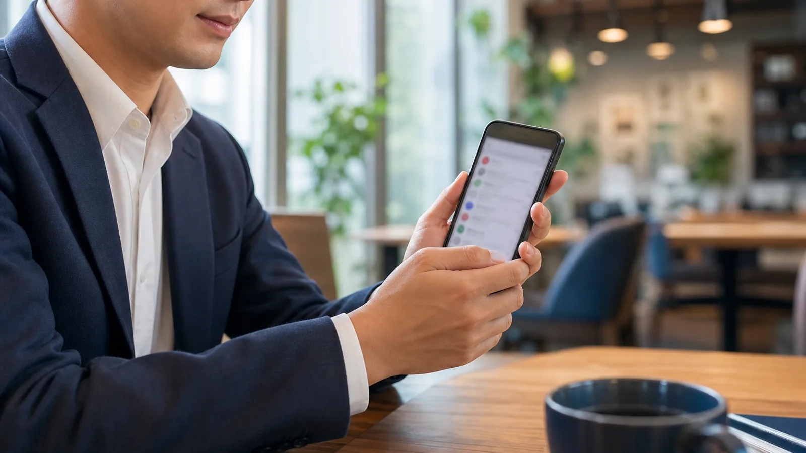スマートフォンで会員限定情報を確認する様子